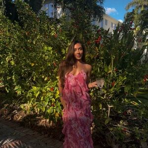 Misa Los Angeles Watercolor Ruffled Maxi Dress